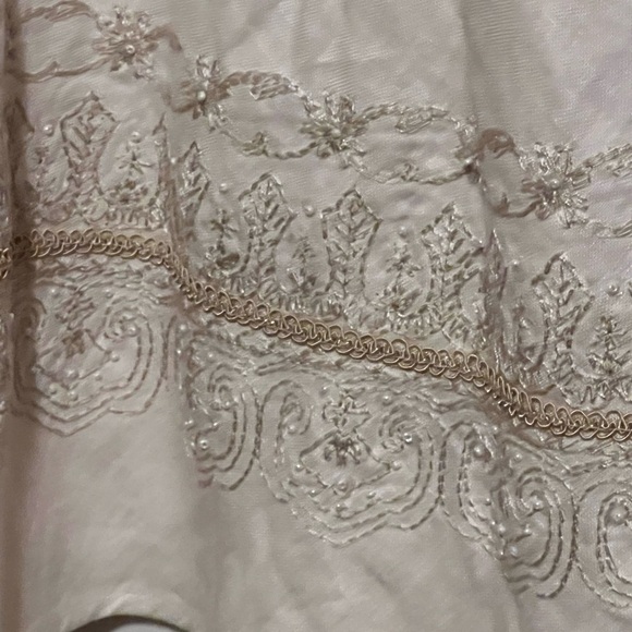 Rafaella White Cream 100% Linen Skirt With Embroidered Eyelet Trim Sz 12 - Picture 5 of 5